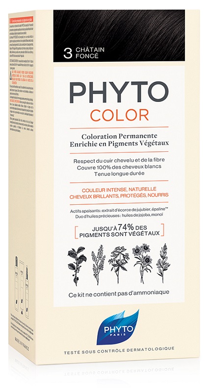PHYTOCOLOR 3 CASTANO SCURO 1 LATTE + 1 CREMA + 1 MASCHERA + 1 PAIO DI GUANTI - Fontenova srl