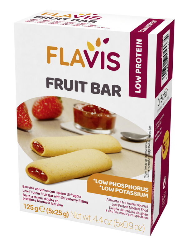 FLAVIS FRUIT BAR BARRETTA APROTEICA CON RIPIENO DI FRAGOLA 5 PEZZI DA 25 G - Fontenova srl