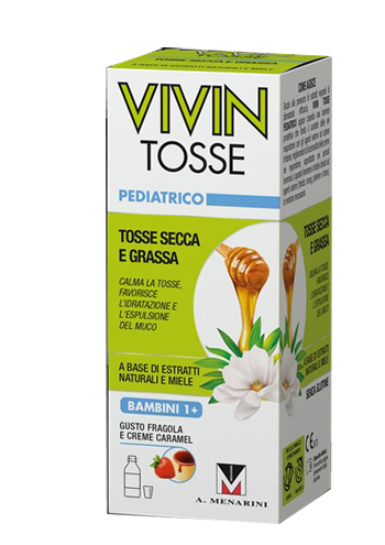 VIVIN TOSSE PEDIATRICO SCIROPPO PER TOSSE SECCA E GRASSA GUSTO FRAGOLA E CREME CARAMEL 150 ML - Fontenova srl
