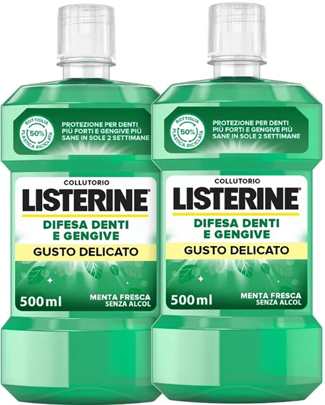 LISTERINE DENTI & GENGIVE GUSTO DELICATO 2 X 500 ML - Fontenova srl