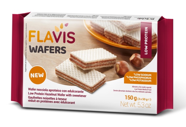 FLAVIS WAFERS NOCCIOLA APROTEICO 3 PORZIONI DA 50 G - Fontenova srl