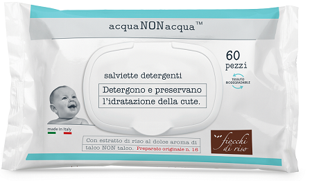 FIOCCHI DI RISO ACQUA NON ACQUA SALVIETTE DETERGENTI 60 PEZZI - Fontenova srl
