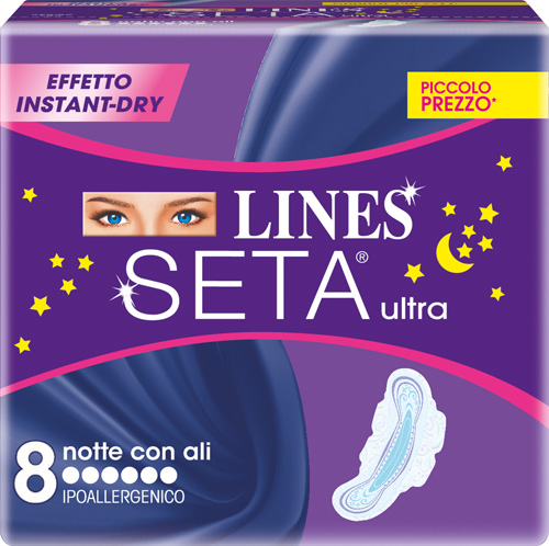 LINES SETA ULTRA ASSORBENTI DA NOTTE 8 PEZZI - Fontenova srl