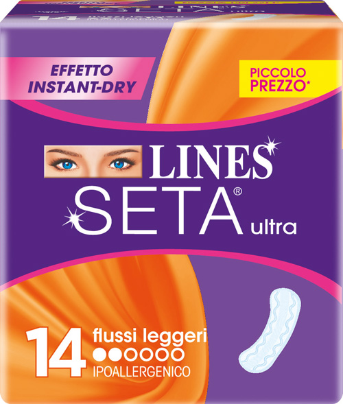 LINES SETA ULTRA ASSORBENTI PER FLUSSI LEGGERI 14 PEZZI - Fontenova srl