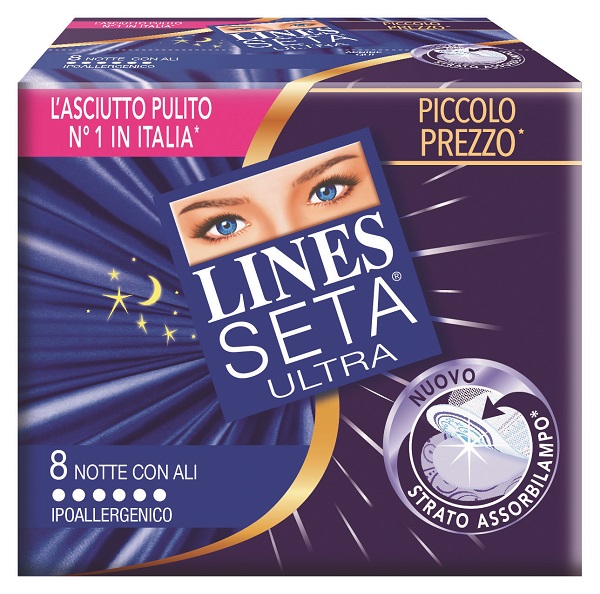 LINES SETA ULTRA ASSORBENTI CON ALI NOTTE 10 PEZZI - Fontenova srl