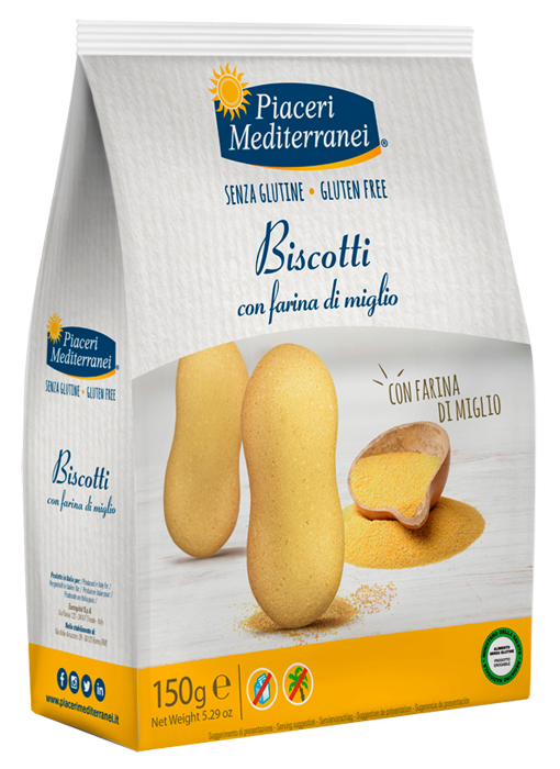 PIACERI MEDITERRANEI BISCOTTI FARINA DI MIGLIO 150 G - Fontenova srl