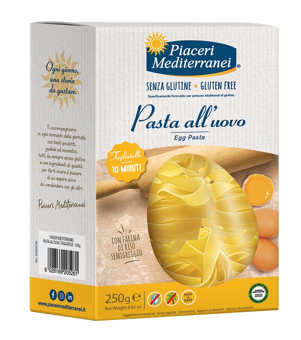 PIACERI MEDITERRANEI TAGLIATELLE UOVO 250 G NATURALMENTE PRIVO DI LATTOSIO - Fontenova srl