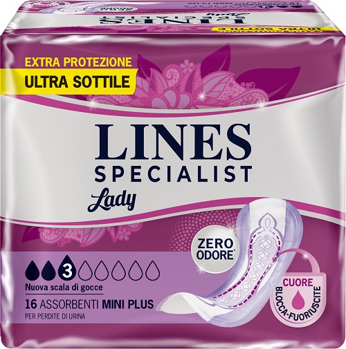 ASSORBENTI PER INCONTINENZA LINES SPECIALIST LADY MINI PLUS 16 PEZZI - Fontenova srl