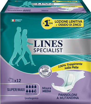 LINES SPECIALIST PANNOLONE A MUTANDA MEDIA 12 PEZZI - Fontenova srl