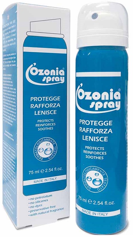 OZONIA SPRAY A BASE DI OLIO OZONIZZATO PER CUTE E MUCOSE ARROSSATE INFIAMMATE DISTROFICHE SENSIBILI 75 ML - Fontenova srl