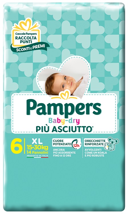 PAMPERS BABY DRY DWCT XL 14 PEZZI - Fontenova srl