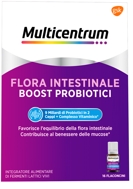 MULTICENTRUM FLORA INTESTINALE BOOST PROBIOTICI 16 FLACONCINI - Fontenova srl