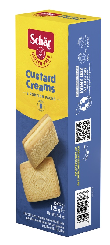 SCHAR CUSTARD CREAM BISCOTTI CON CREMA DI LATTE 5 MONOPORZIONI DA 25 G - Fontenova srl
