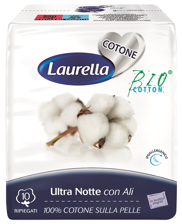ASSORBENTE LAURELLA PER DONNA IN COTONE ULTRA ALI NOTTE 10 PEZZI - Fontenova srl
