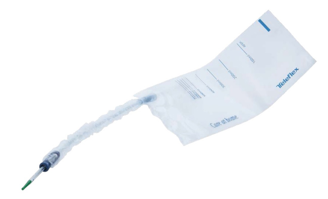 CATETERE VESCICALE AUTOLUBRIFICANTE LIQUICK X-TREME PLUS RIVESTIMENTO IDROFILO CON SACCA RACCOGLI URINA DIAMETRO CH14 LUNGHEZZA 43 CM PUNTA ERGOTHAN 2 FORI SFALSATI 30 PEZZI - Fontenova srl