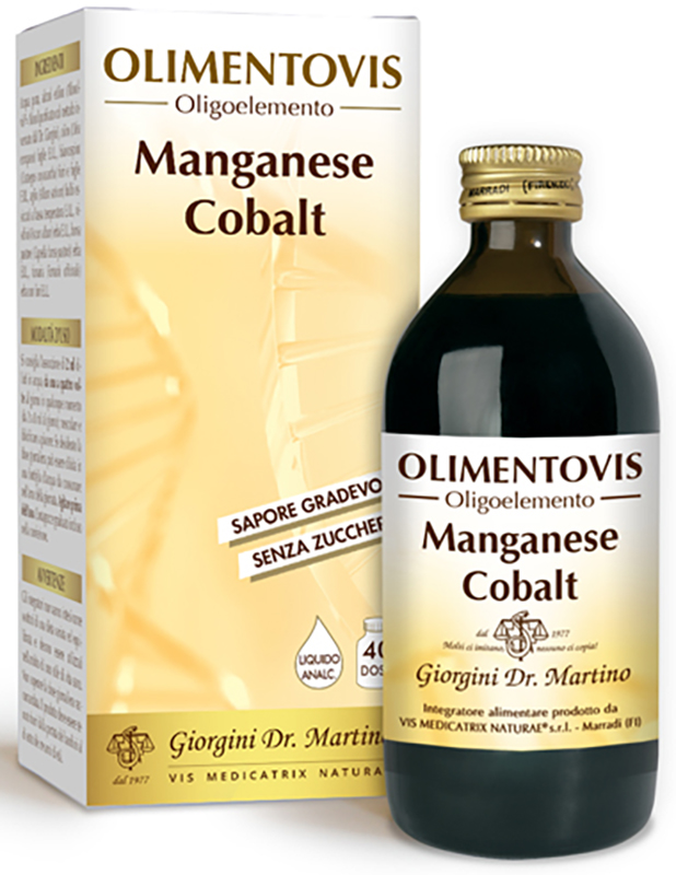OLIMENTOVIS OLIGOELEMENTO MANGANESE COBALT LIQUIDO ANALCOLICO SENZA ZUCCHERI 200 ML 40 DOSI - Fontenova srl
