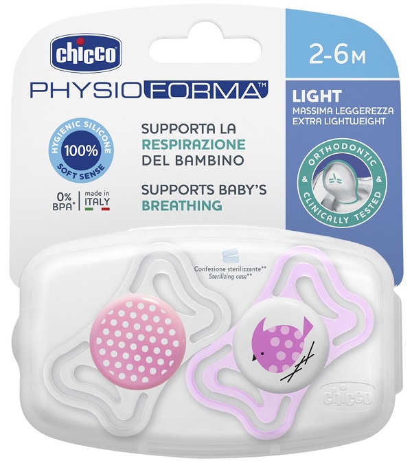 CHICCO SUCCHIETTO LIGHT GIRL SILICONE 2-6 MESI 2 PEZZI - Fontenova srl