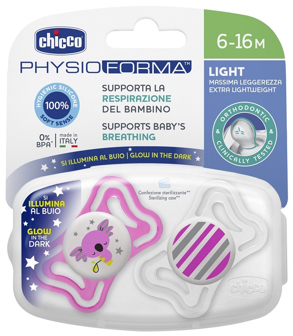 CHICCO SUCCHIETTO LIGHT LUMINOSO SILICONE 6-16 MESI 2 PEZZI - Fontenova srl
