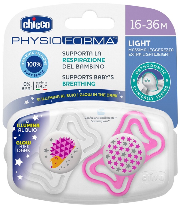 CHICCO SUCCHIETTO LIGHT LUM SILICONE 16-36 MESI 2 PEZZI - Fontenova srl