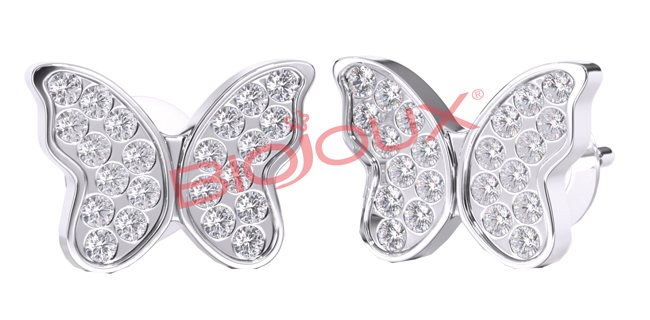 BJT979 ORECCHINI POST-FORATURA BUTTERFLY CRYSTALS 10MM - Fontenova srl