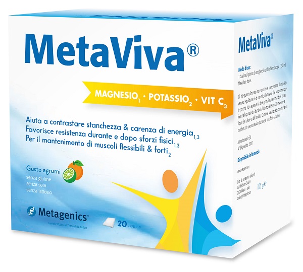METAVIVA MAGNESIO POTASSIO VITAMINA C 20 BUSTINE - Fontenova srl
