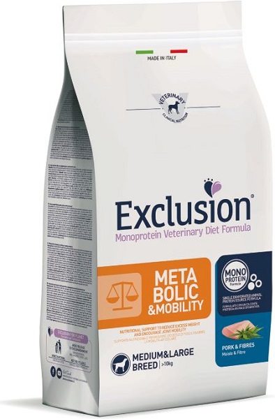 EXCLUSION MONOPROTEIN VETERINARY DIET FORMULA DOG METABOLIC MOBILITY PORK AND FIBRES MEDIUM/LARGE 12 KG DRY - Fontenova srl
