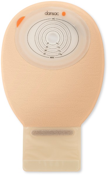 DANSAC NOVALIFE TRE 1 SACCA APERTA OPACA PIANA MIDI PER ILEOSTOMIA CON FINESTRA RITAGLIABILE 15-55X70 MM 420 ML 30 PEZZI - Fontenova srl