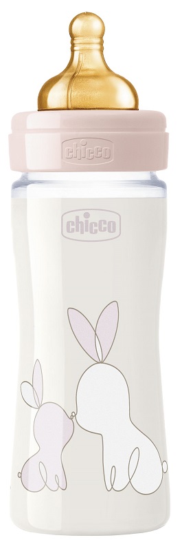 CHICCO BIBERON ORIGINAL 240ML VETRO 1 FORO 1 FORO GIRL CON TETTARELLA IN CAUCCIU' - Fontenova srl
