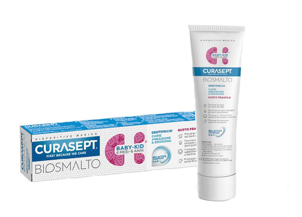 CURASEPT BIOSMALTO DENTIFRICIO BABY KID FRAGOLA CARIE ABRASIONE & EROSIONE 50 ML - Fontenova srl