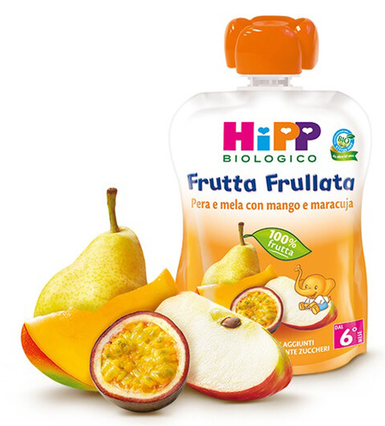 HIPP BIO FRUTTA FRULLATA PERA/MELA CON MANGO E MARACUJA 90 G - Fontenova srl
