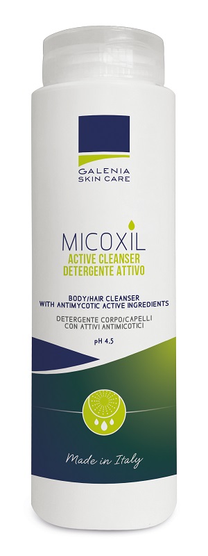 MICOXIL ACTIVE CLEANSER DETERGENTE PER CORPO E CAPELLI PH 4,5 250 ML - Fontenova srl