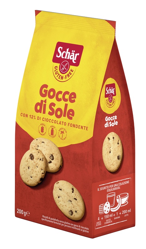 SCHAR GOCCE DI SOLE BISCOTTI DI PASTAFROLLA CON GOCCE DI CIOCCOLATO FONDENTE SENZA LATTOSIO 200 G - Fontenova srl