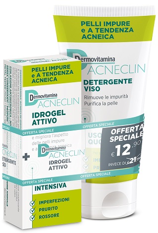 DERMOVITAMINA ACNECLIN IDROGEL ATTIVO AZIONE INTENSIVA 40 ML + DETERGENTE VISO USO QUOTIDIANO 200 ML - Fontenova srl
