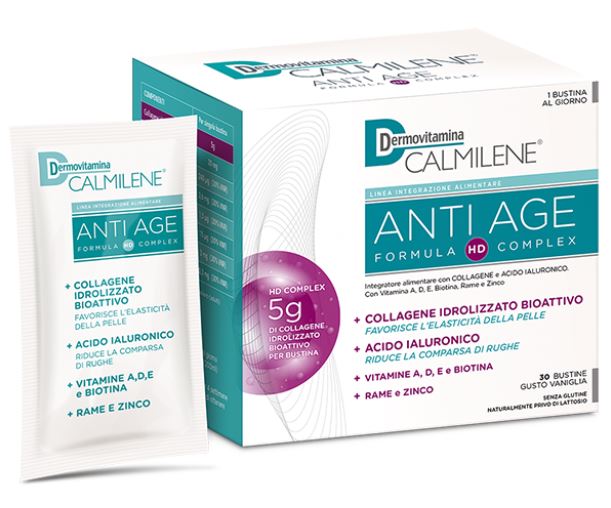 DERMOVITAMINA CALMILENE ANTIAGE IA A BASE DI COLLAGENE E ACIDO IALURONICO POLVERE 30 BUSTINE GUSTO VANIGLIA - Fontenova srl
