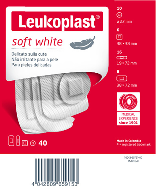 LEUKOPLAST SOFT WHITE 40 PEZZI ASSORTITI - Fontenova srl