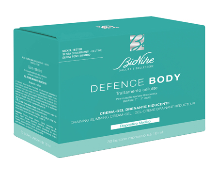 DEFENCE BODY TRATTAMENTO CELLULITE CREMA GEL DRENANTE RIDUCENTE 30 BUSTINE DA 10 ML - Fontenova srl