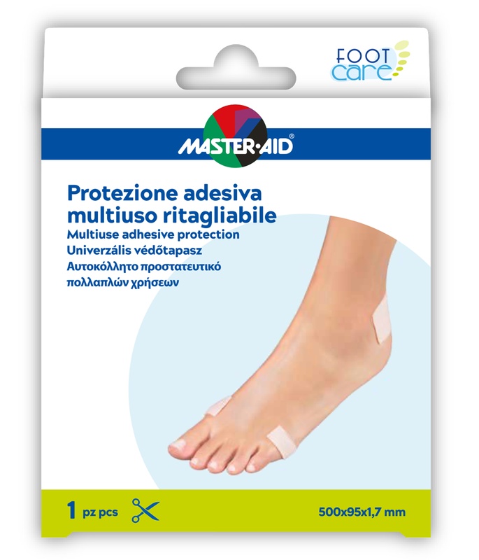 PROTEZIONE ADESIVA MULTIUSO MASTER-AID FOOTCARE RITAGLIABILE 50X9,5 CM A6 - Fontenova srl
