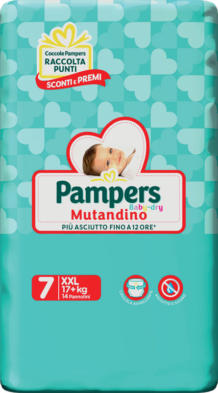PAMPERS BABY DRY PANNOLINI A MUTANDINA TAGLIA XXL 14 PEZZI - Fontenova srl