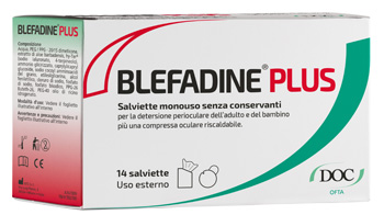 BLEFADINE PLUS 14 SALVIETTE PER DETERSIONE PERIOCULARE + 1 COMPRESSA RISCALDABILE - Fontenova srl