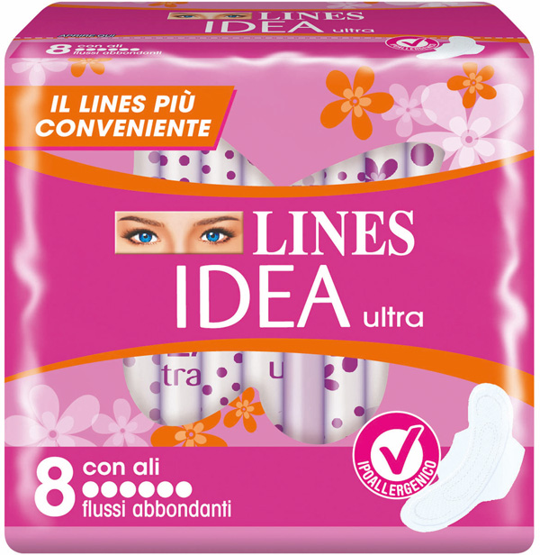 IDEA ULTRA ASSORBENTE FLUSSI ABBONDANTI CON ALI 8 PEZZI - Fontenova srl