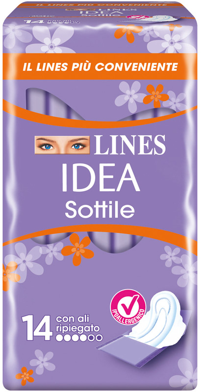 LINES IDEA ASSORBENTE SOTTILE RIPIEGATO CON ALI 14 PEZZI - Fontenova srl