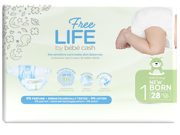 FREELIFE BY BEBECASH PANNOLINI NEW BORN TAGLIA 1 2-4 KG GIROVITA 30-41 CM 28 PEZZI - Fontenova srl