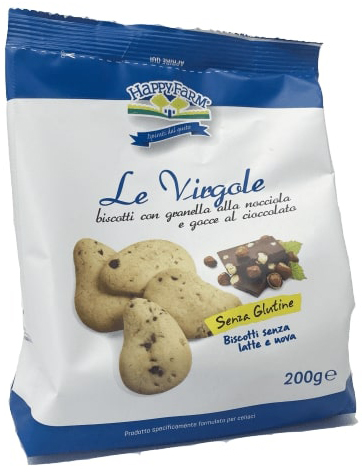 HAPPY FARM VIRGOLE GOCCE CIOCCOLATA E GRANELLA NOCCIOLE 200 G - Fontenova srl