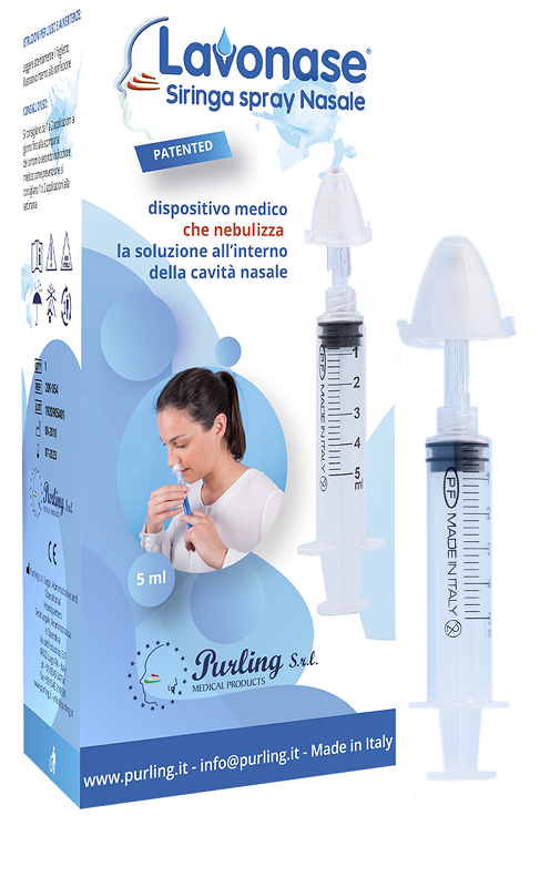 LAVONASE SIRINGA SPRAY NASALE NON STERILE 5 ML LUER-LOCK CON CAPPUCCIO + UGELLO NASALE CON RACCORDO LUER-LOCK + PERFORATORE CON VALVOLA NON RITORNO CON TAPPO - Fontenova srl