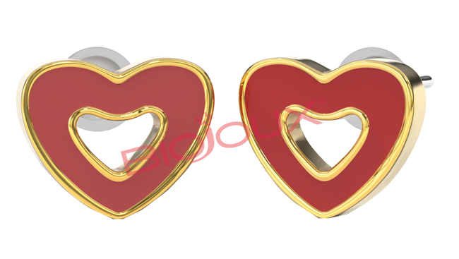 ORECCHINO STERILE BJT715 GP RED HEART - Fontenova srl