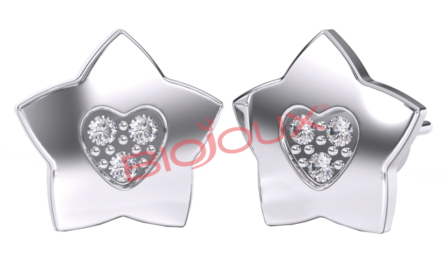 ORECCHINO STERILE BJT716 STS STAR/HEART - Fontenova srl