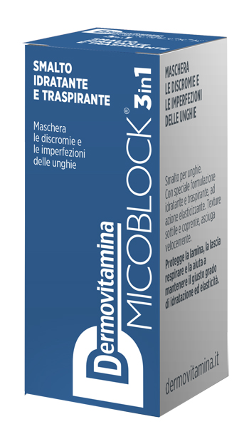 DERMOVITAMINA MICOBLOCK 3 IN 1 SMALTO IDRATANTE E TRASPIRANTE BLU 5 ML - Fontenova srl