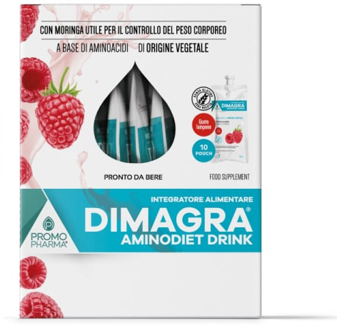 DIMAGRA AMINODIET DRINK LAMPONE 10 POUCH DA 80 G - Fontenova srl