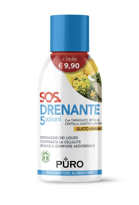 PURO DRENANTE 5 AZIONI CON BAOBAB GUSTO ANANAS 500 ML - Fontenova srl