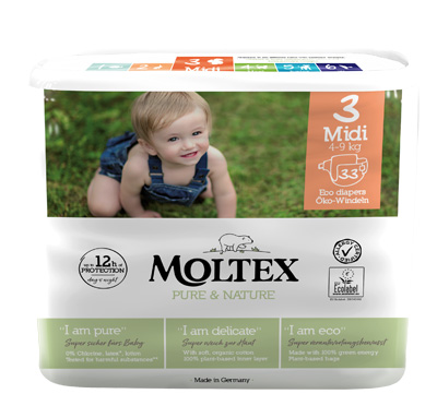 PANNOLINI MOLTEX PURE & NATURE MIDI 4-9 KG TAGLIA 3 33 PEZZI - Fontenova srl